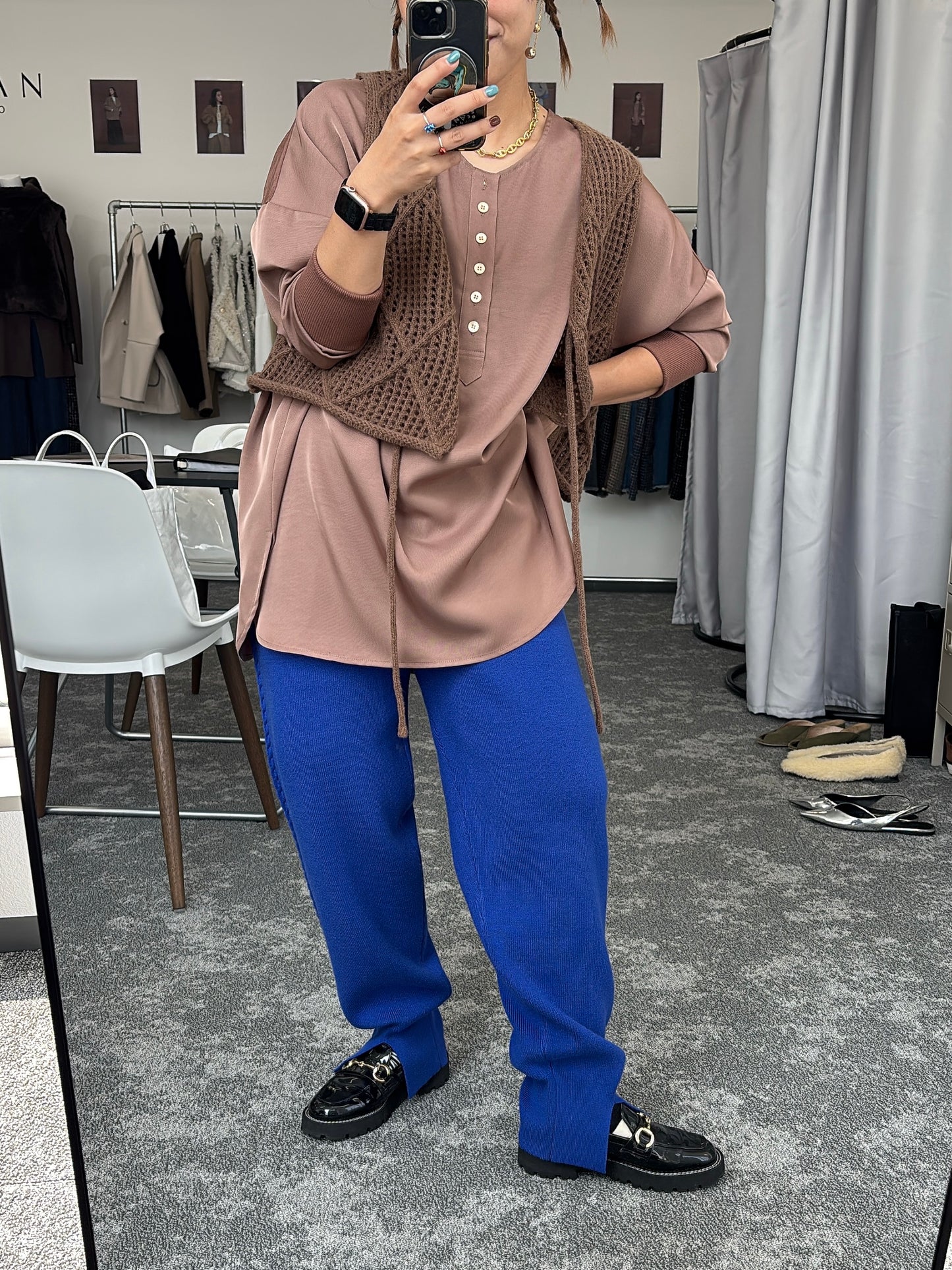 【予約販売】ケーブルラインニットジョガーパンツ/507392/CYAN tokyo