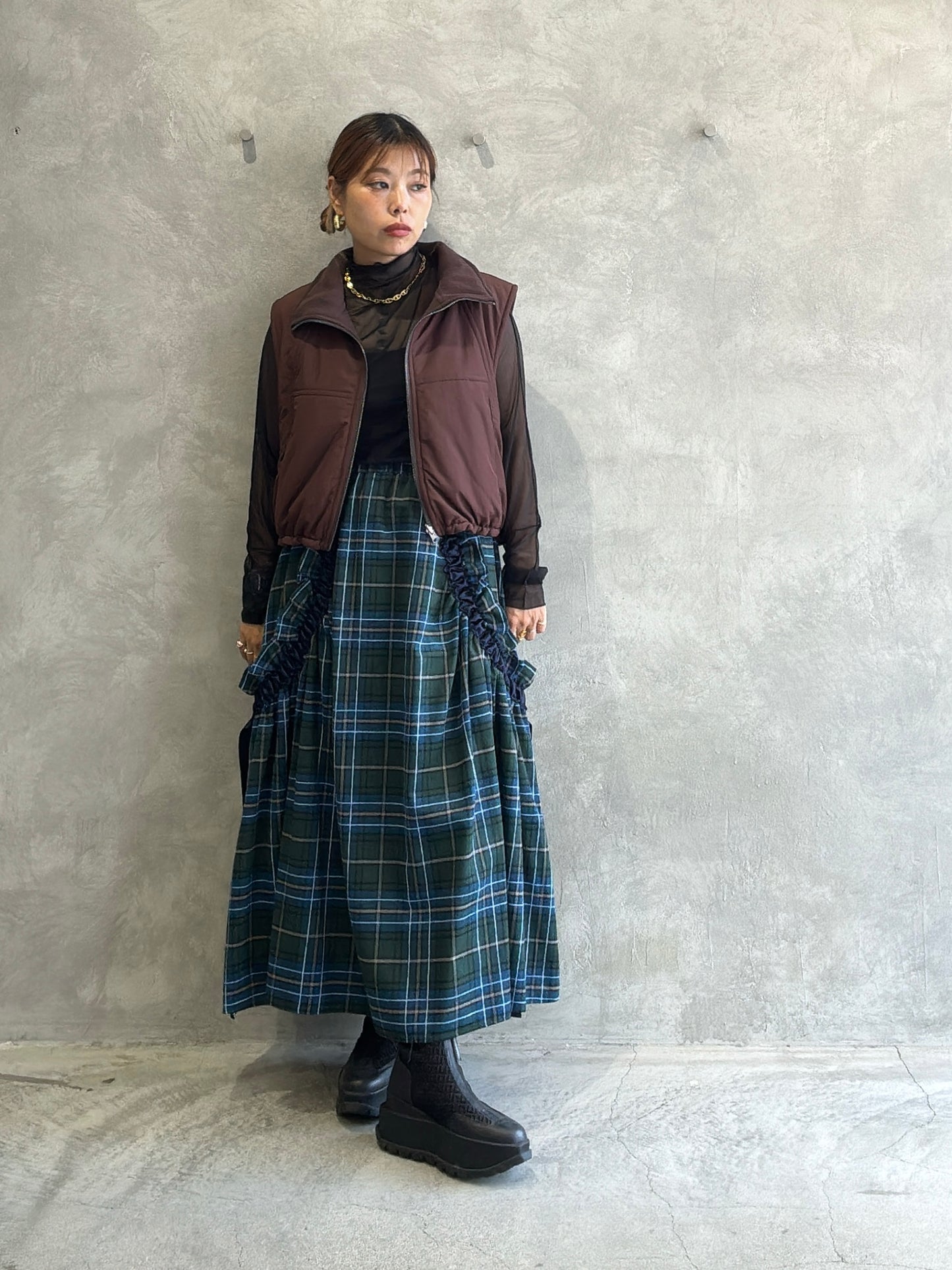 リバーシブルナイロンフリースベスト/Anna Kerry