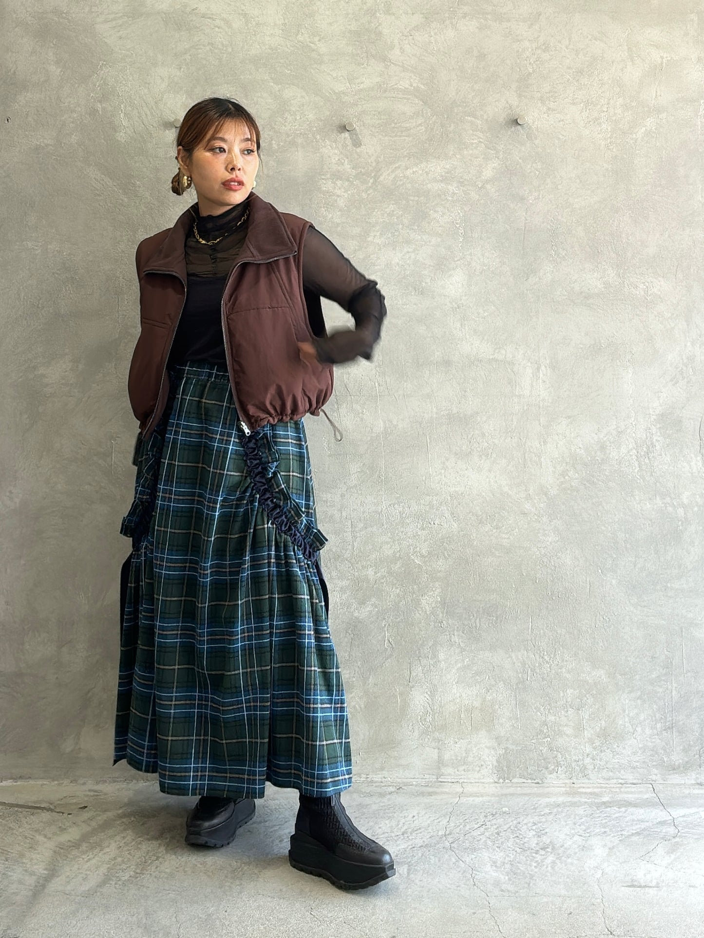 リバーシブルナイロンフリースベスト/Anna Kerry