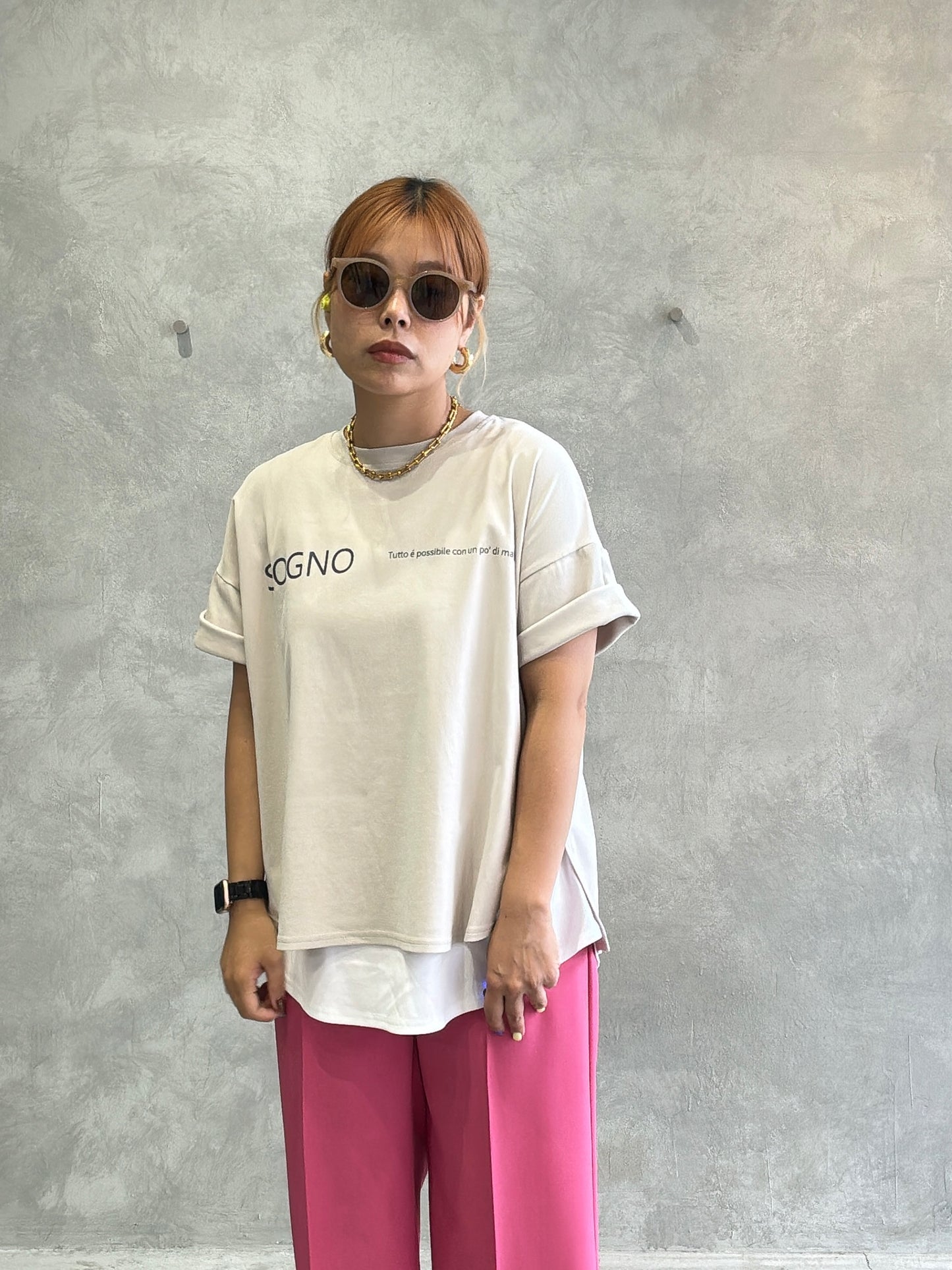 オーバーサイズロゴTシャツ/Anna Kerry