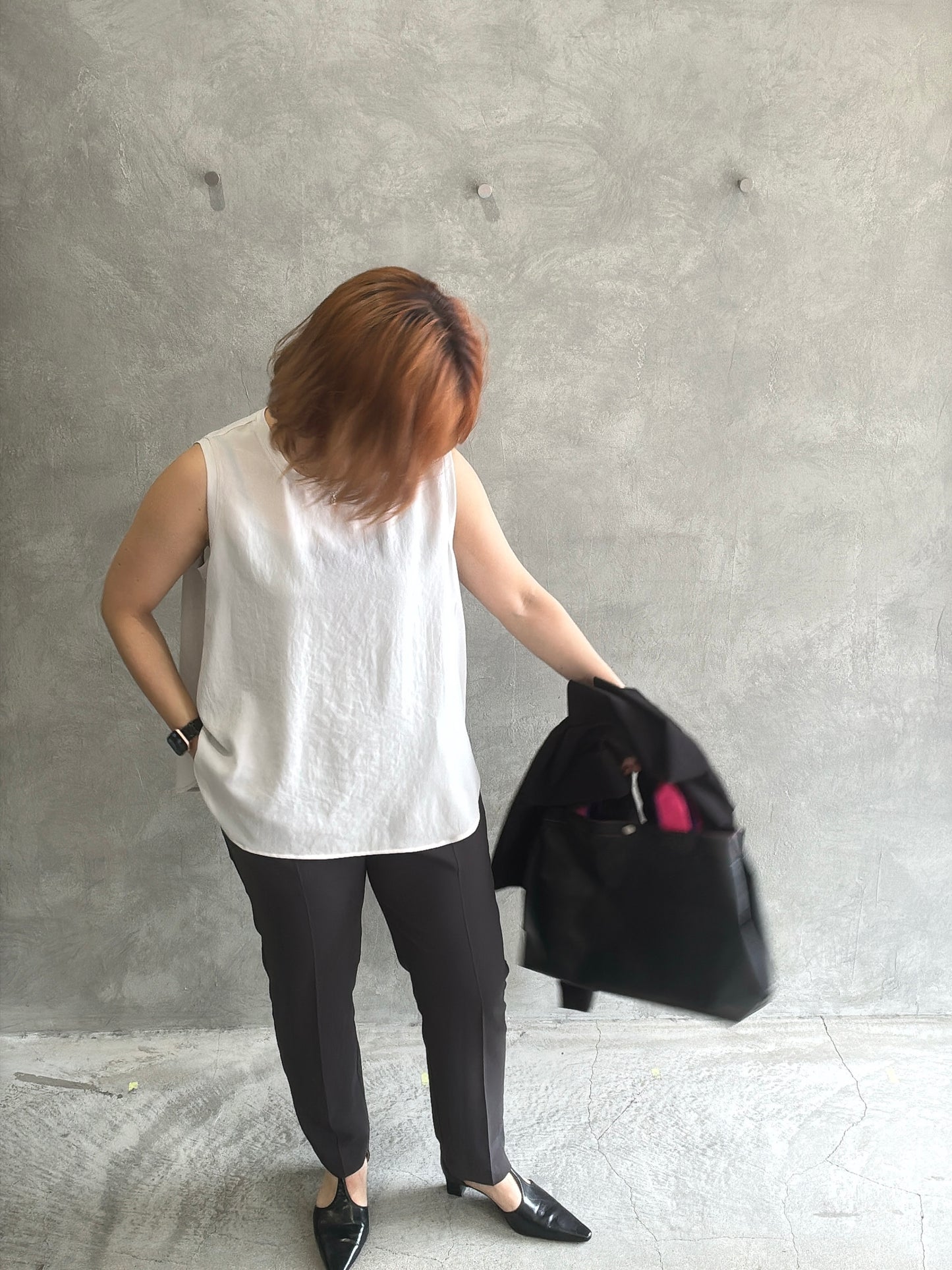 ストレッチシシフォンテーパードパンツ/Dignite collier