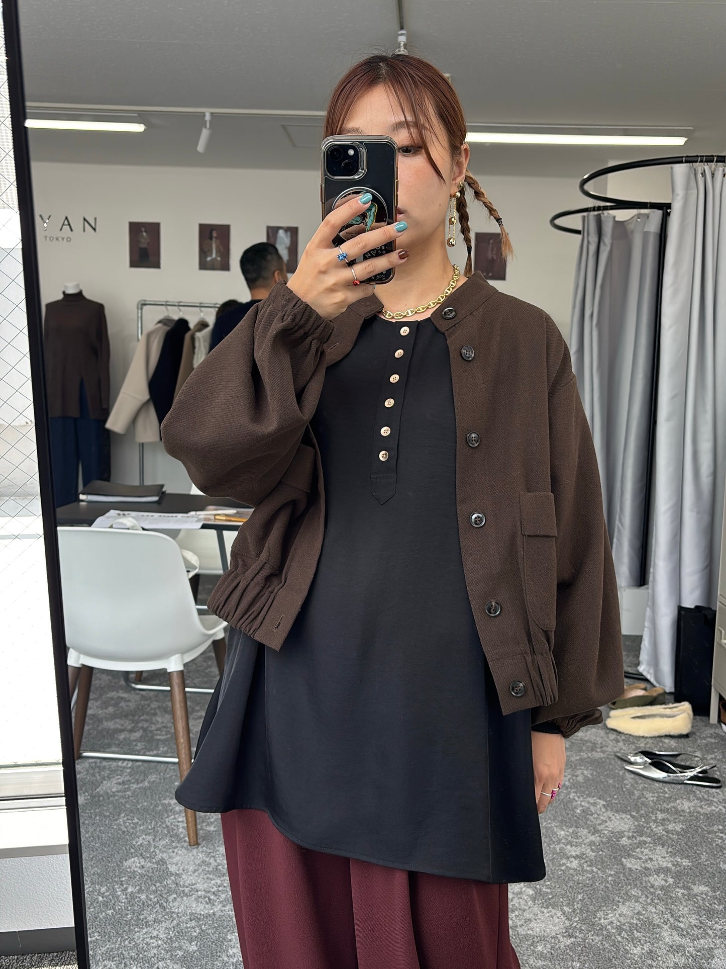 【予約販売】グロッシーヘンリーリブブラウス/507394/CYAN tokyo