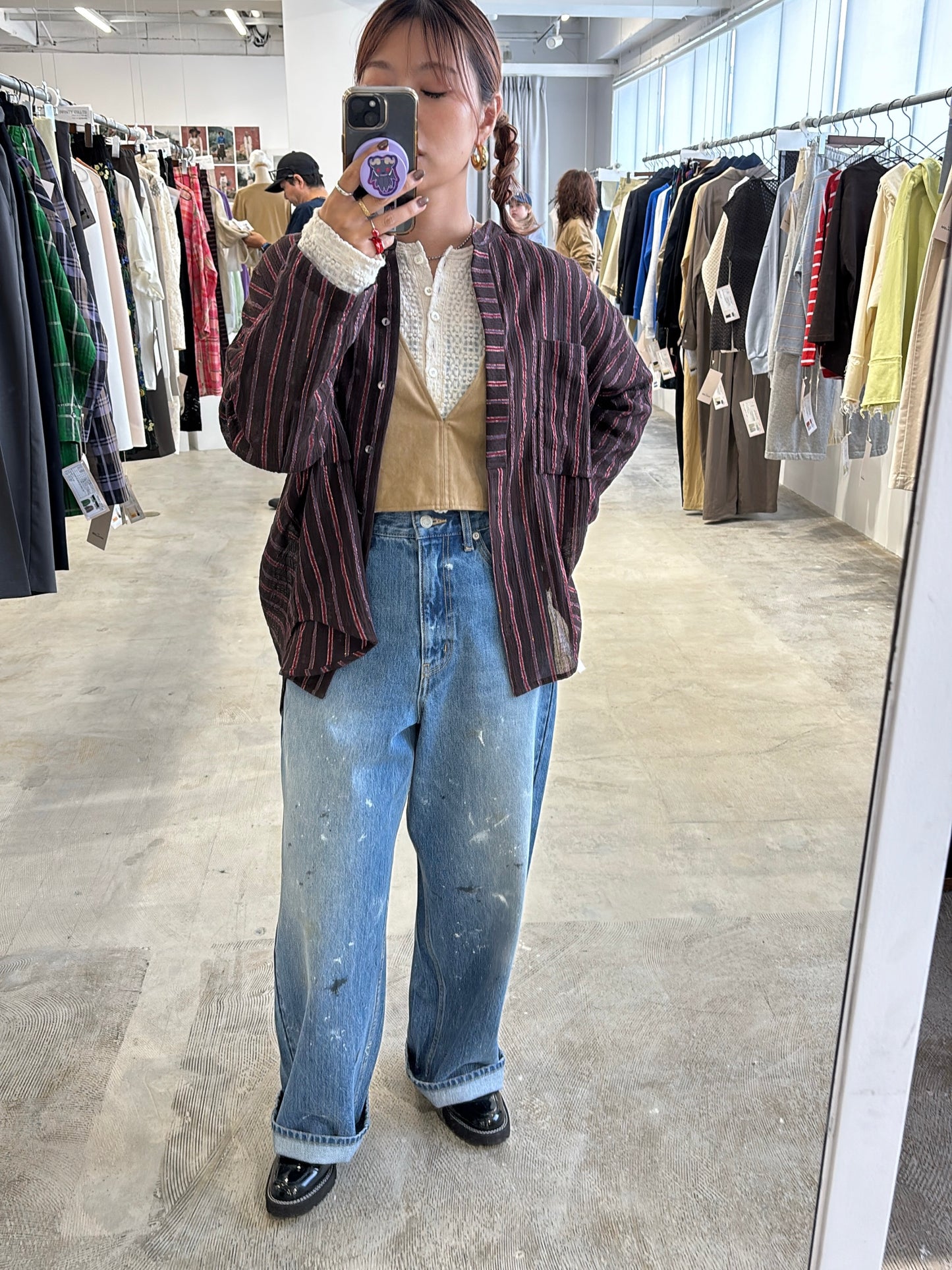 【予約販売】ストライプ柄・チェック柄シャツ/8613211/LE MÉLANGE