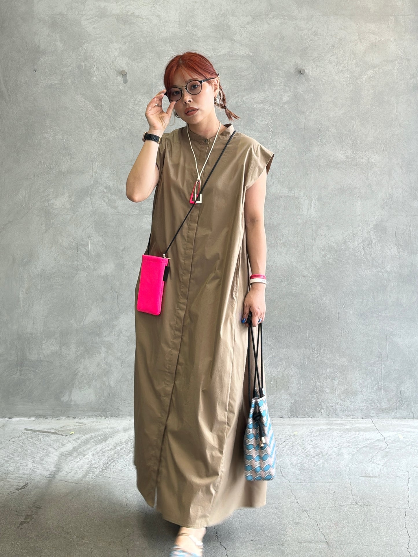 スタンドカラーワンピース/Dignite collier