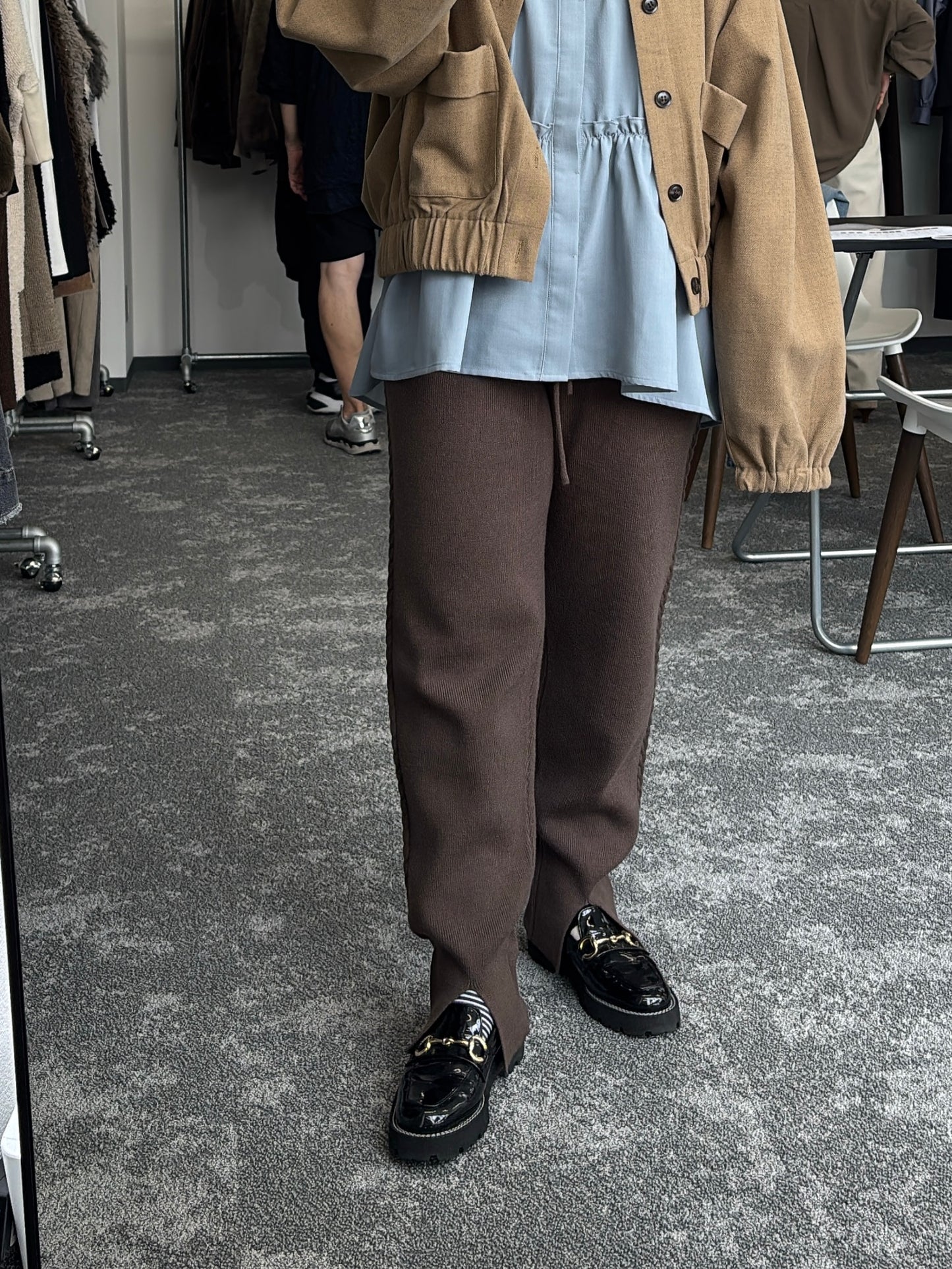 【予約販売】ケーブルラインニットジョガーパンツ/507392/CYAN tokyo