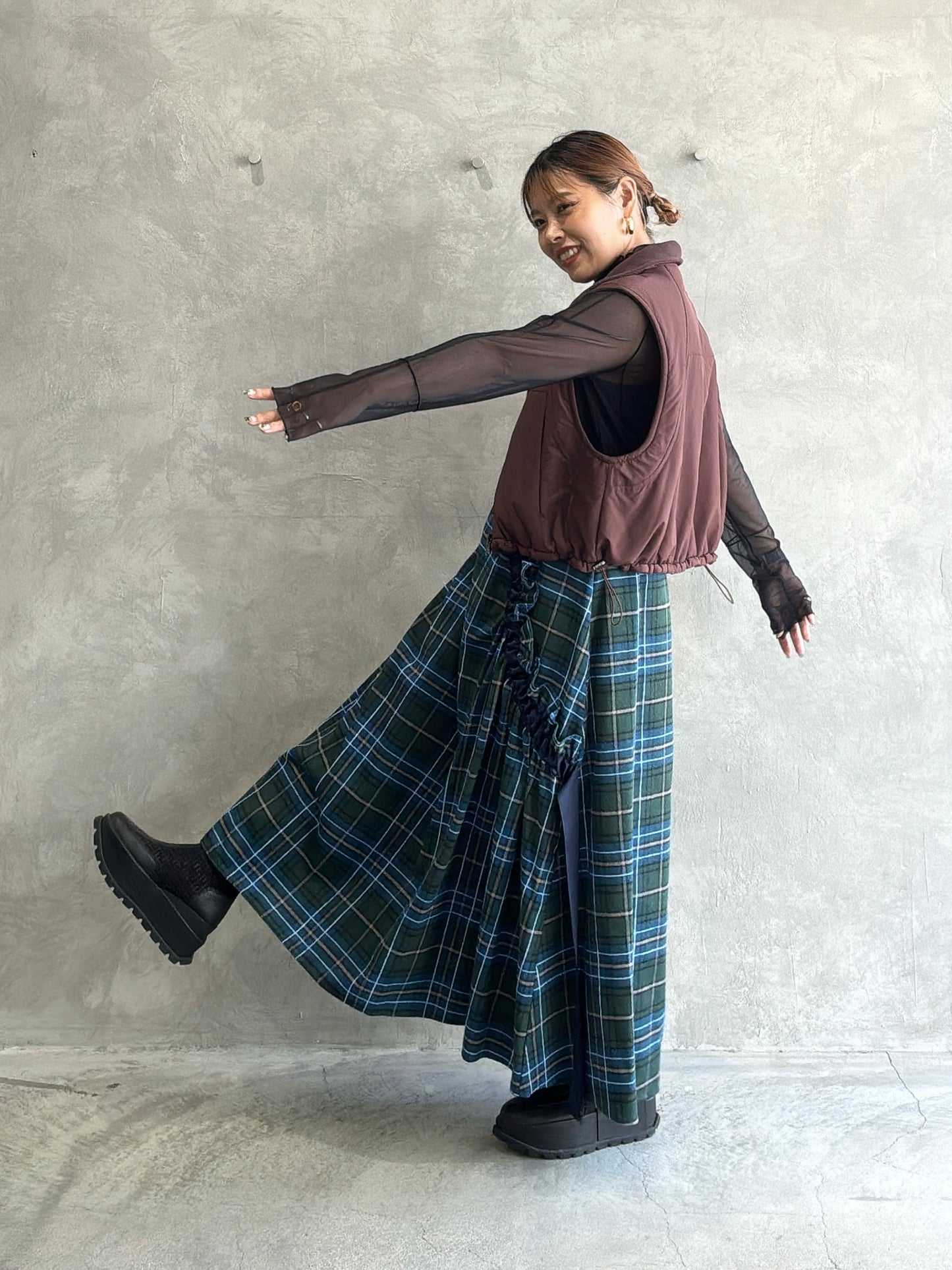 リバーシブルナイロンフリースベスト/Anna Kerry