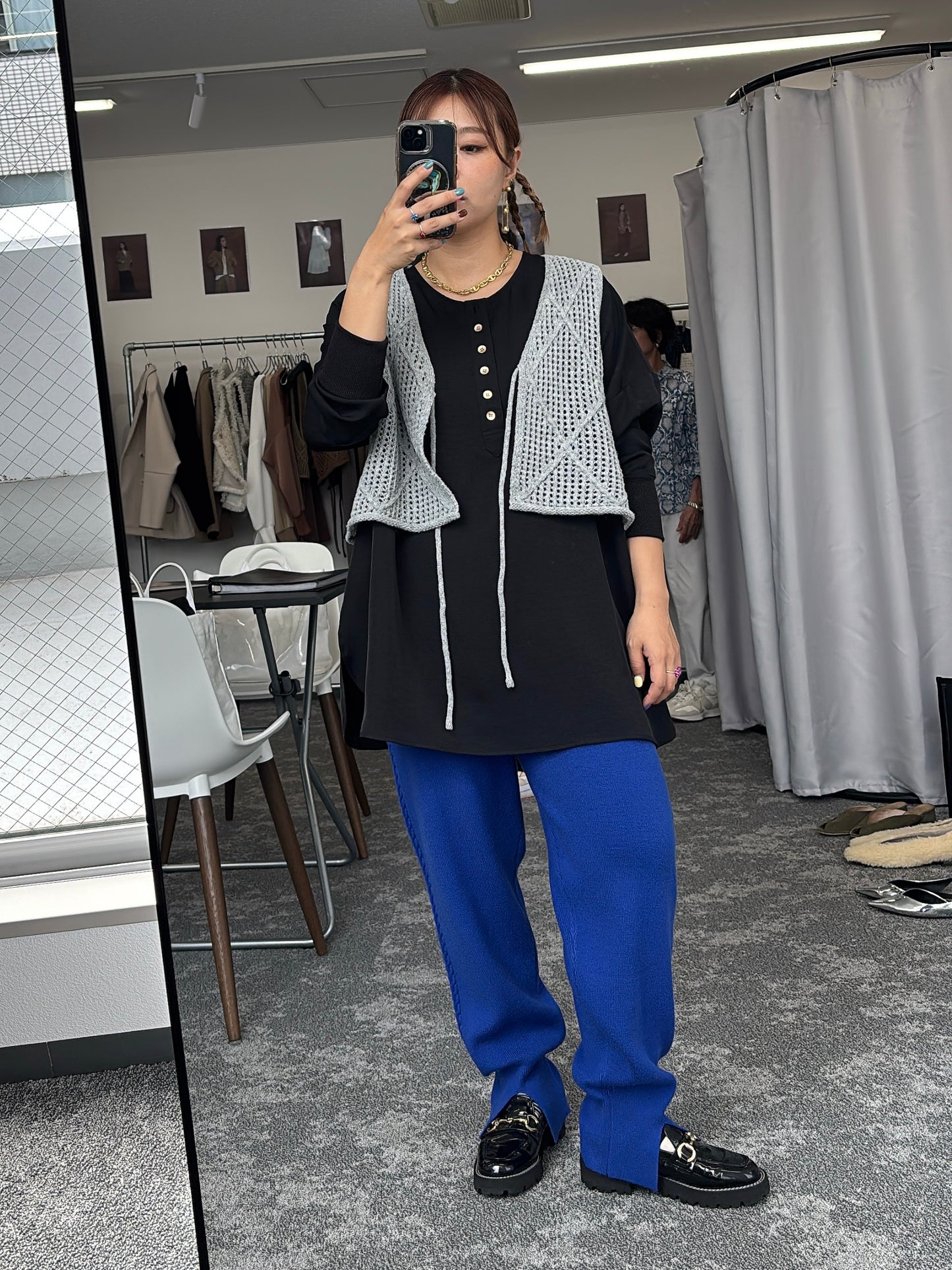 【予約販売】ケーブルラインニットジョガーパンツ/507392/CYAN tokyo