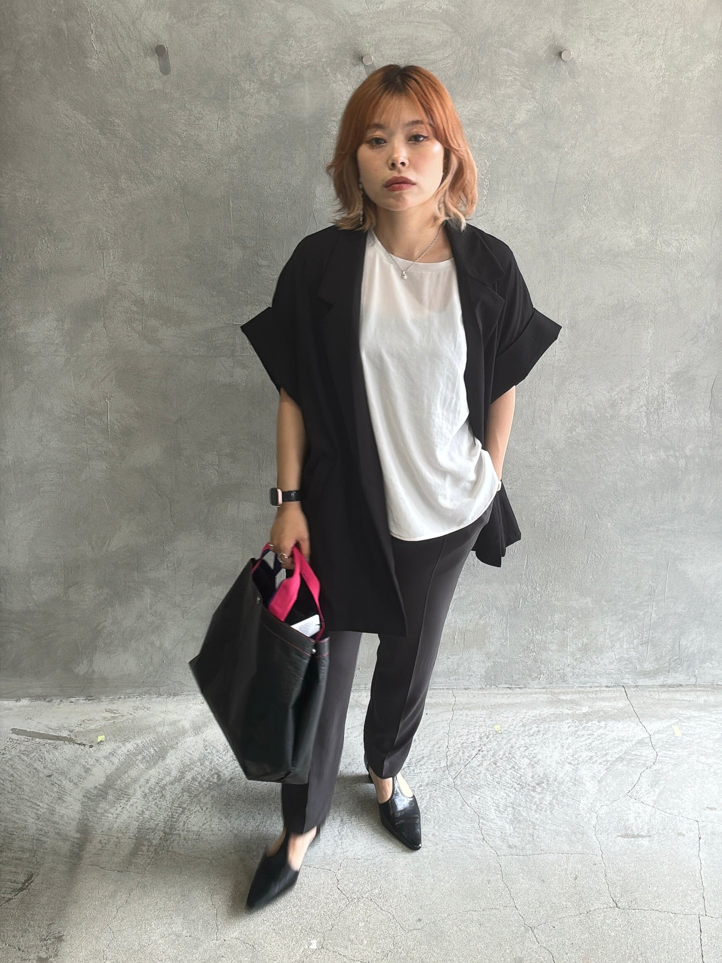 ストレッチシシフォンテーパードパンツ/Dignite collier