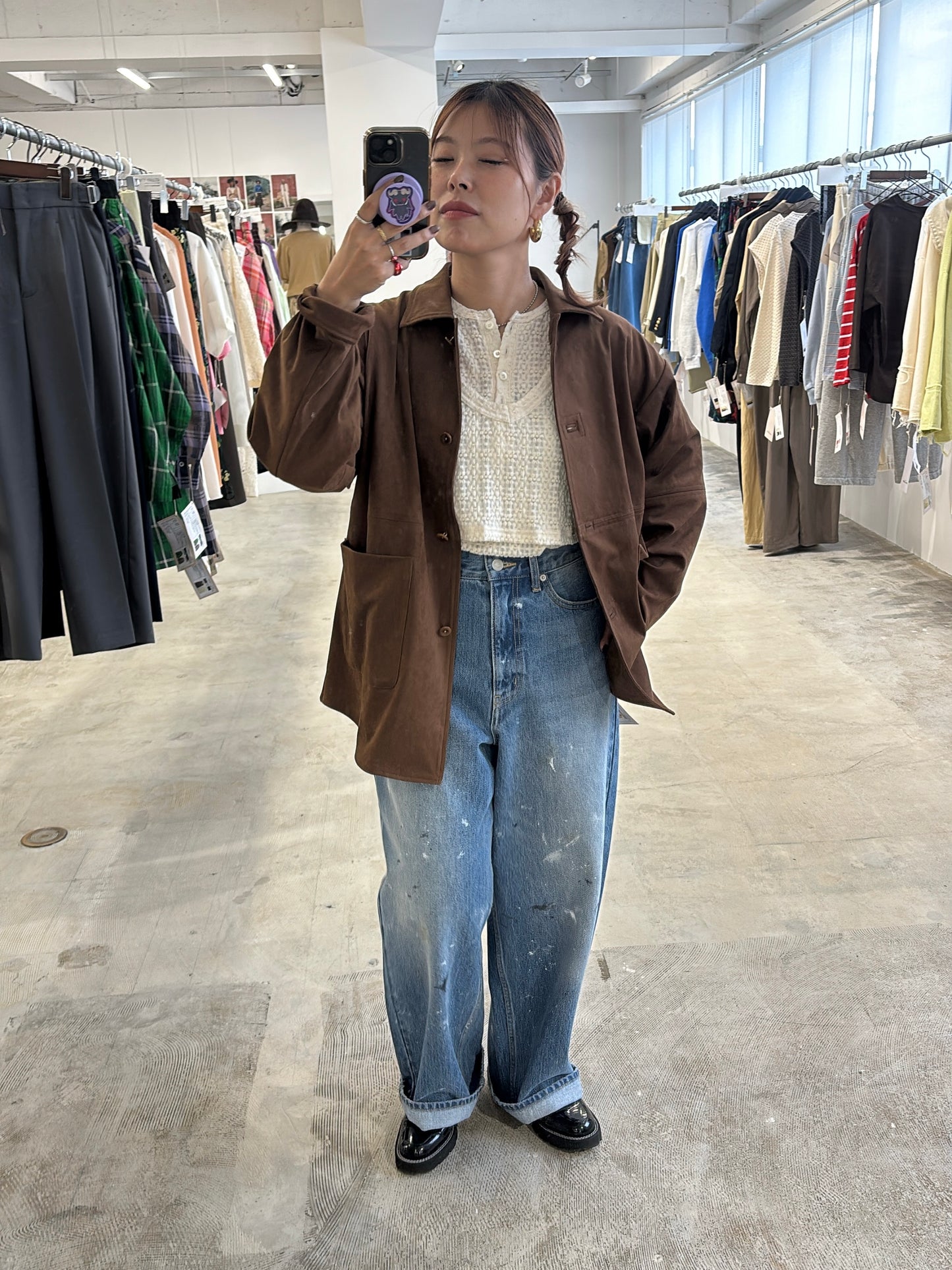 【予約販売】ECOスウェードシャツジャケット/8613801/LE MÉLANGE