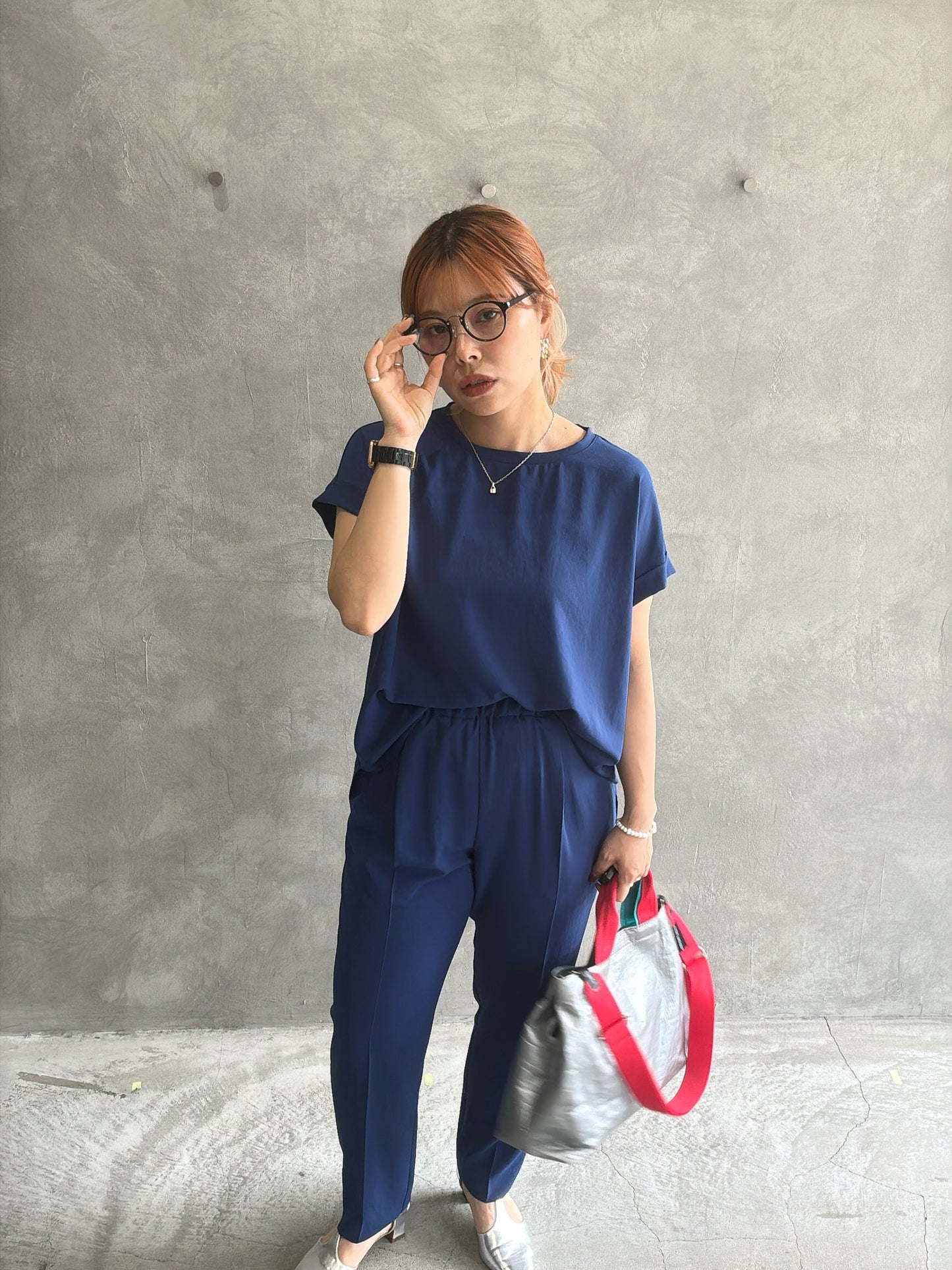 ストレッチシフォンシンプルブラウス/Dignite collier