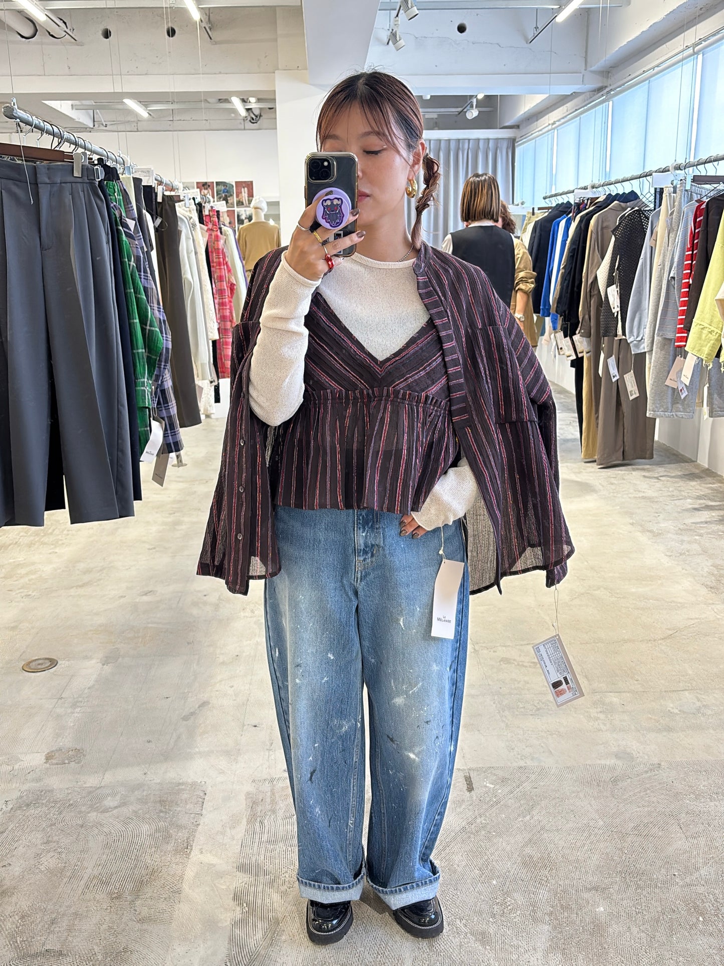 【予約販売】ストライプ柄・チェック柄シャツ/8613211/LE MÉLANGE