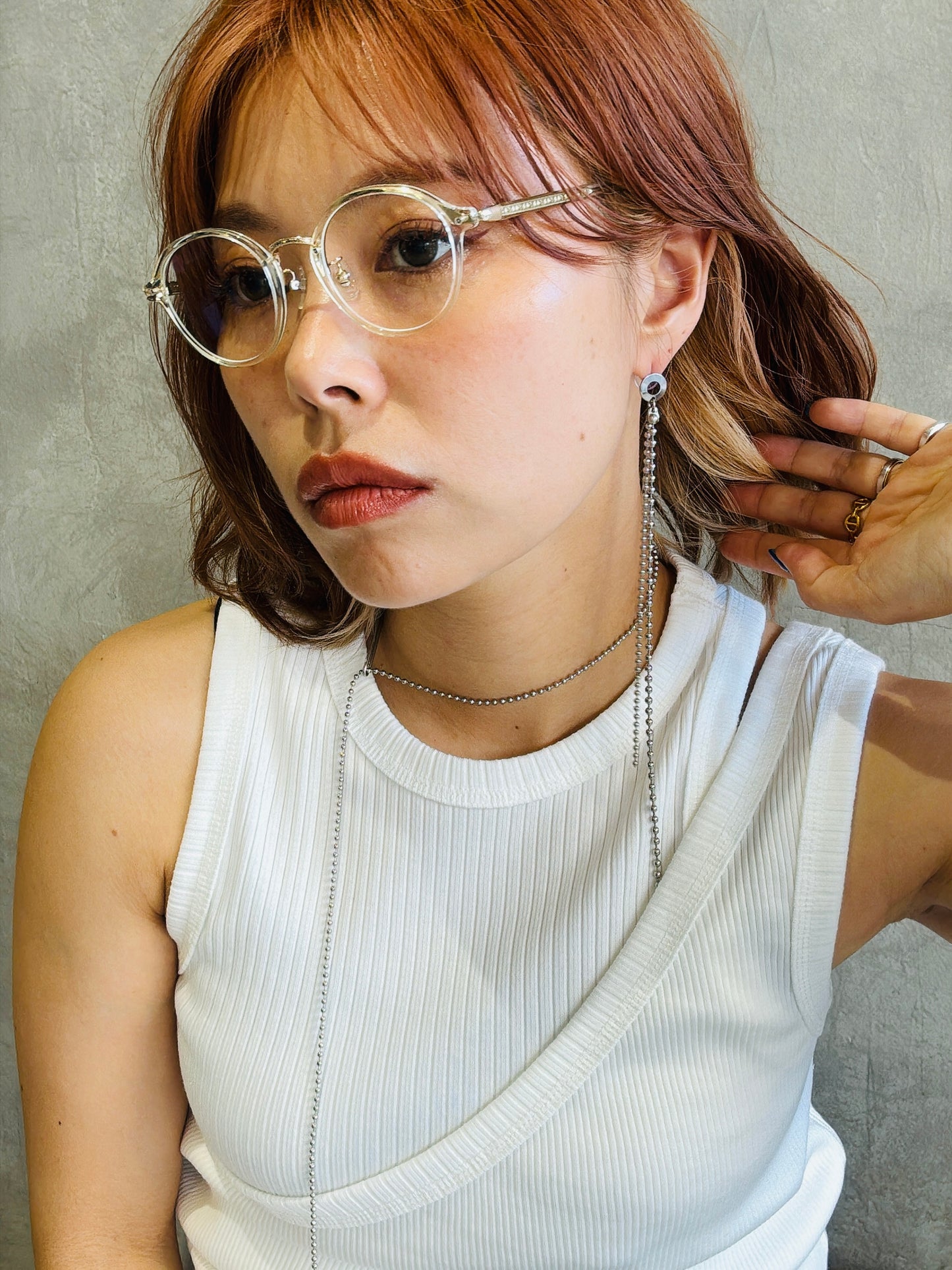 ロングピアス(ボールチェーン)