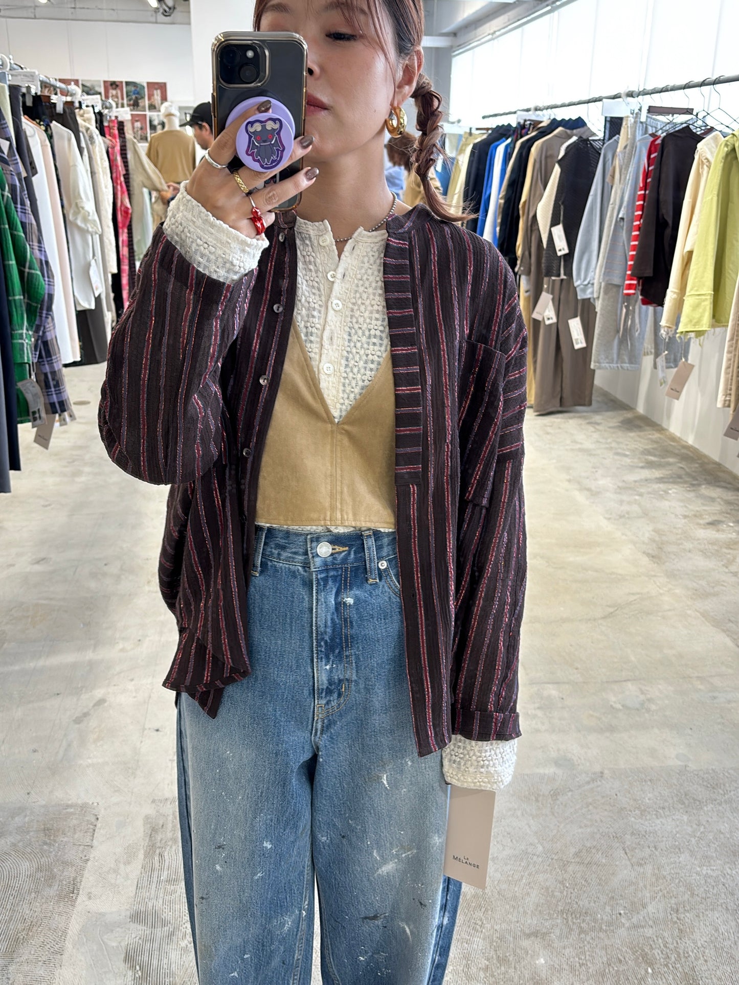 【予約販売】ストライプ柄・チェック柄シャツ/8613211/LE MÉLANGE