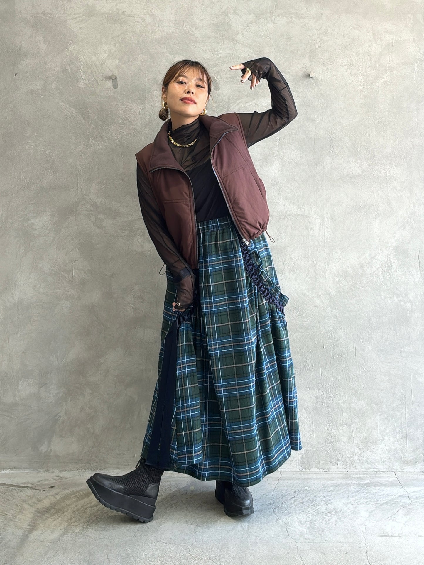 リバーシブルナイロンフリースベスト/Anna Kerry