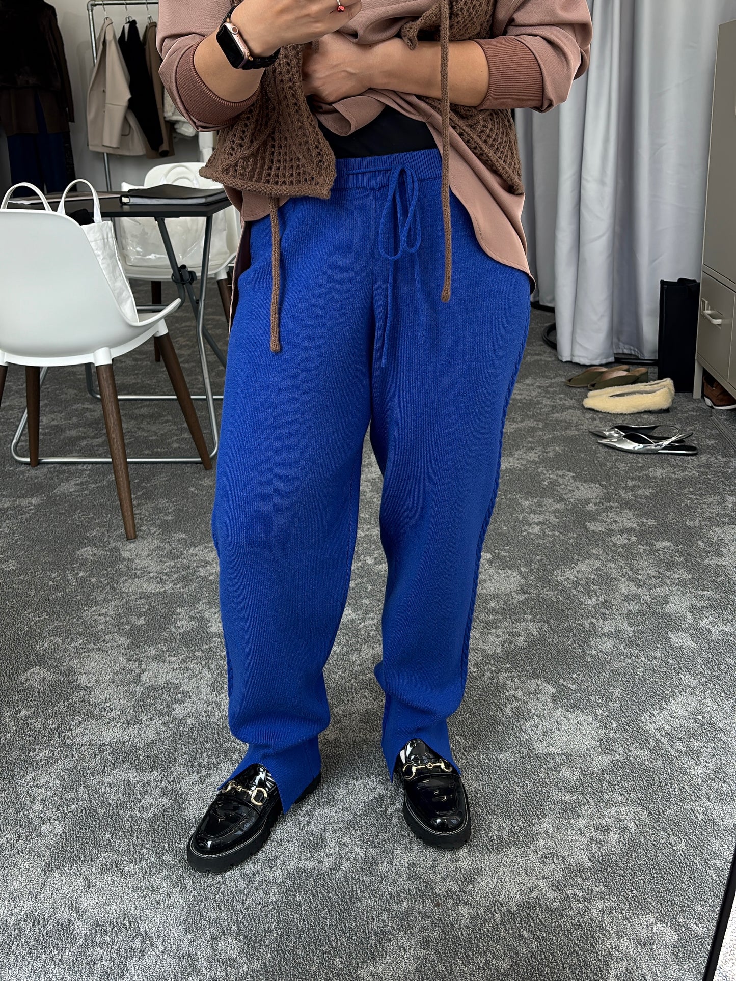 【予約販売】ケーブルラインニットジョガーパンツ/507392/CYAN tokyo