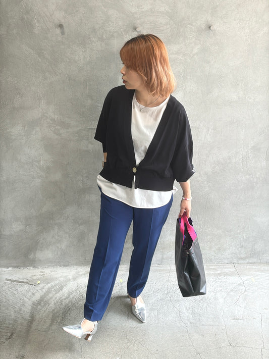 ストレッチシシフォンテーパードパンツ／Dignite collier