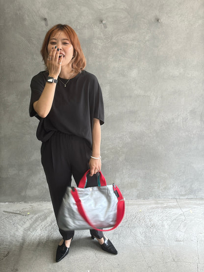 ストレッチシシフォンテーパードパンツ／Dignite collier