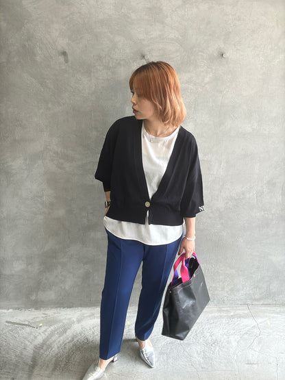 ストレッチシシフォンテーパードパンツ／Dignite collier