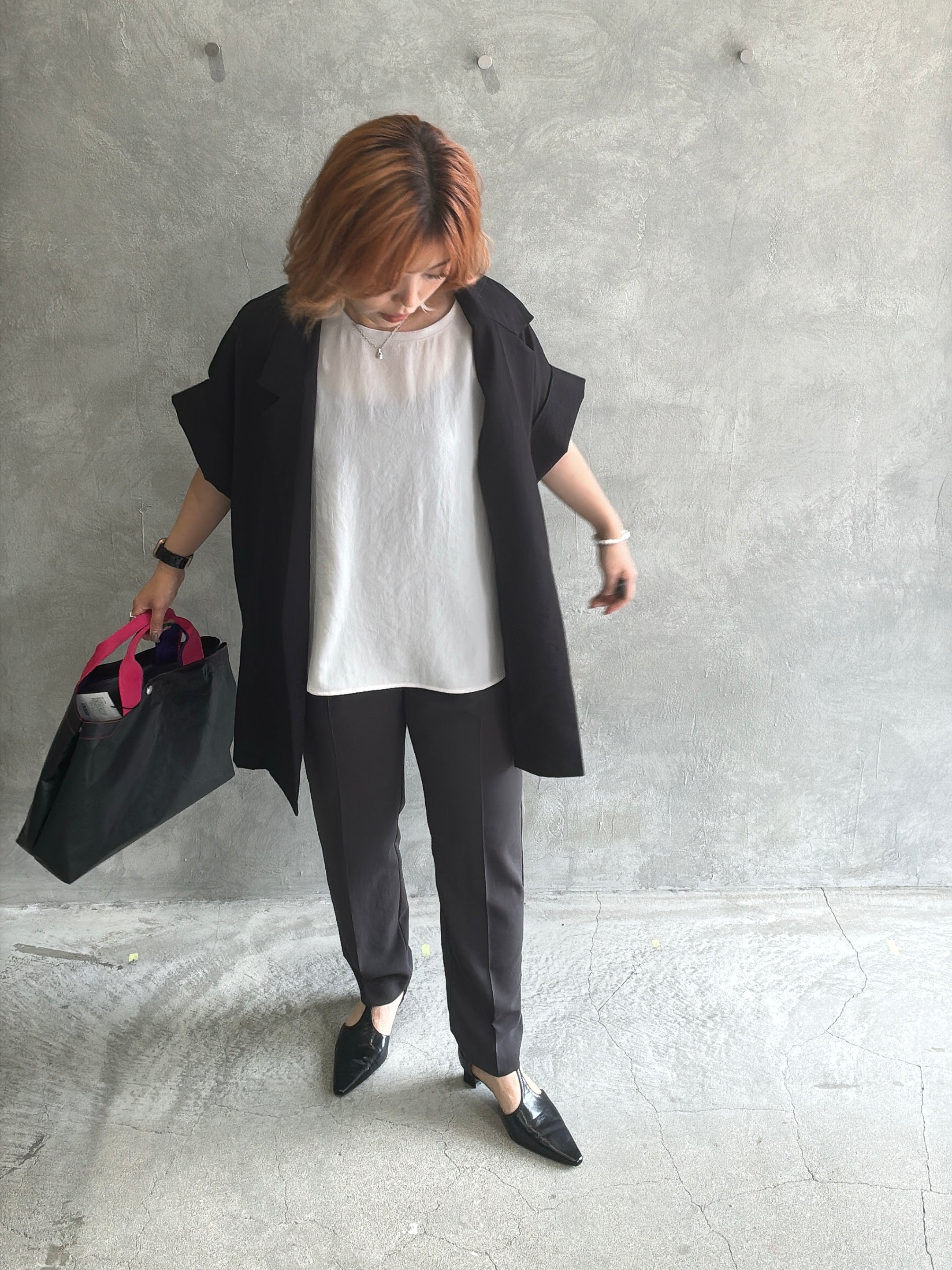 Dignite collier 半袖ジャケット ブラック Dignite Collier /メッシュ半袖ジャケット | anouk