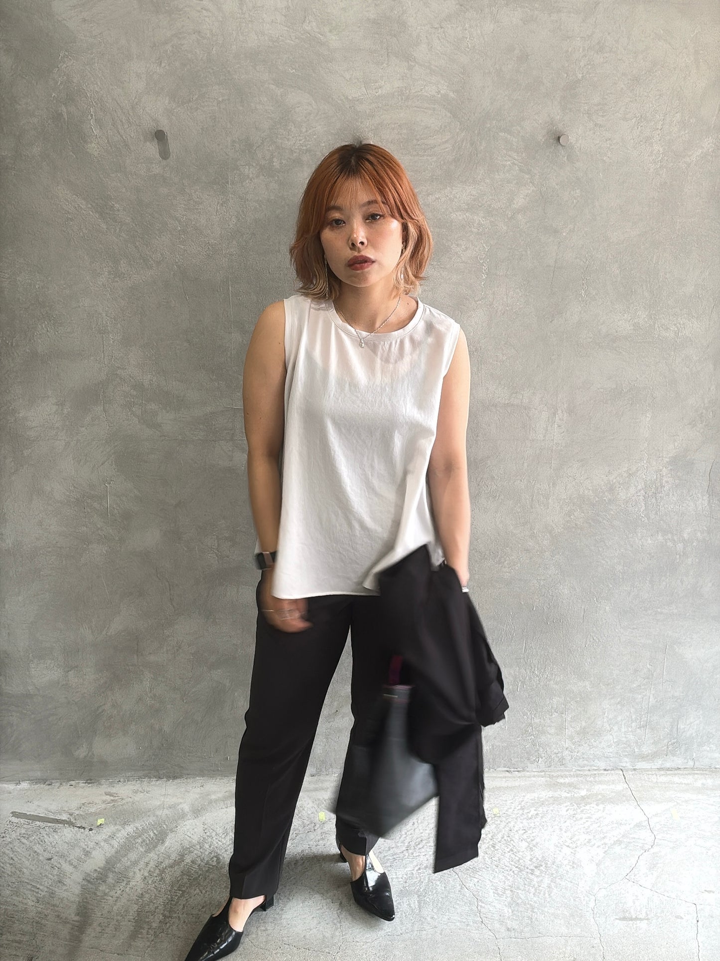 ストレッチシシフォンテーパードパンツ／Dignite collier