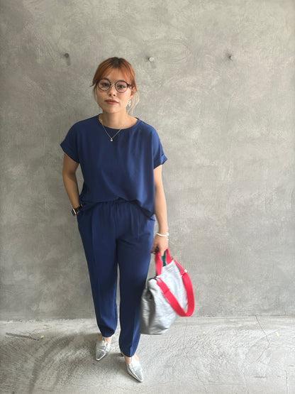 ストレッチシシフォンテーパードパンツ／Dignite collier