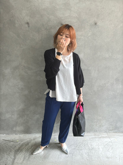 ストレッチシシフォンテーパードパンツ／Dignite collier