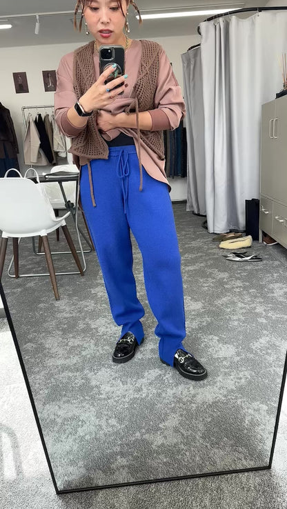 【予約販売】ケーブルラインニットジョガーパンツ／507392／CYAN tokyo